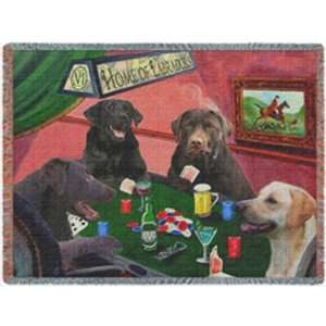 Home of Labradors Lab Dogs Throw Blanket Four Dogs Playing 