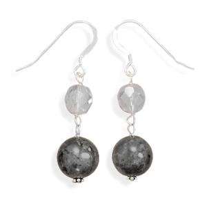 Labradorite Bead Crystal Sterling Silver Earrings: Jewelry