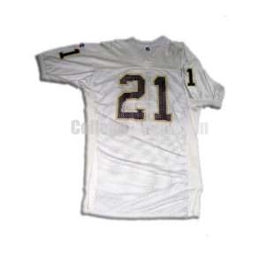 White No. 21 Game Used Central Michigan Russell Football Jersey 