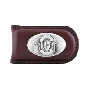  NCAA Ohio State Buckeyes Brown Leather Magnet Concho Money Clip 