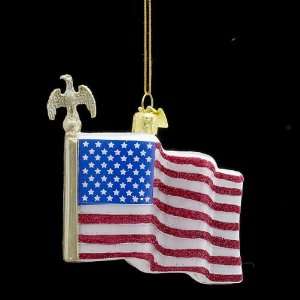  Pack of 8 Noble Gems Glittered Glass American Flag 