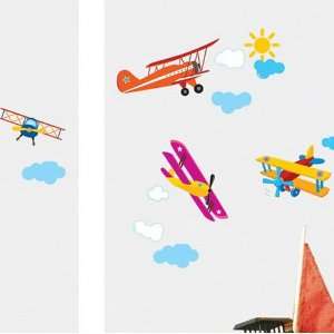   House Airplane Flying removable Vinyl Mural Art Wall Sticker Decal