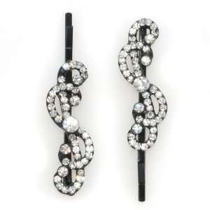  Pair of Modern Hair Pins with Floral Design with Multiple Round Cut 