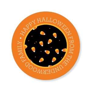 Candy Corn on Black Round Halloween Stickers