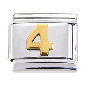  Gold Number Four Italian Charm: Jewelry