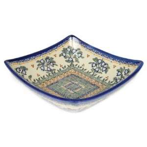    Polish Pottery Bluebell Square Serving Dish