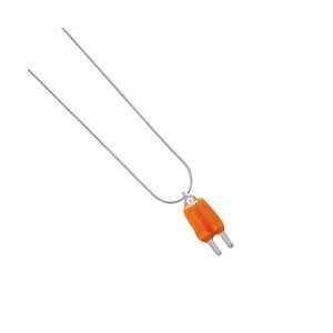  Orange 2 D Popsicle   Silver Plated Snake Chain Charm 