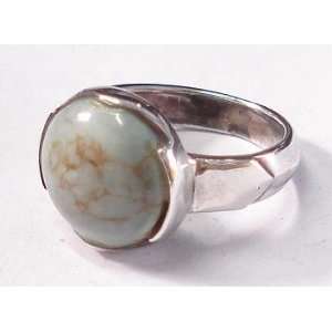  Circle Turquoise Stone Silver Ring (Size 6): Everything 