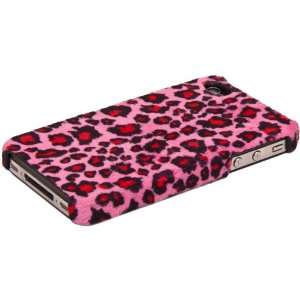   iPhone 4 & 4S Electric Pink Leopard Print Faux Fur Snap On Case: Cell