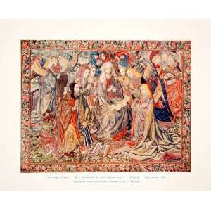  1906 Color Print Adoration Infant Jesus Flemish Tapestry 