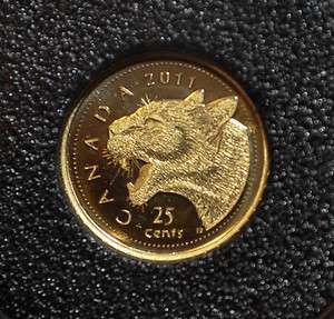 2011 Canada 25 cent Fine Gold Cougar 0.5 g.  