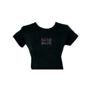  UK The United Kingdom Flag Rhinstones Ladies T Shirt 