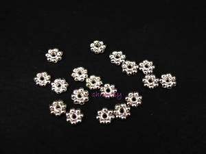 200pcs Finding Spacer Beads Silver Plated Daisy Flower  