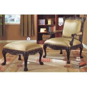   Carving Accent Chair Upholstered Arm Chair New: Home & Kitchen