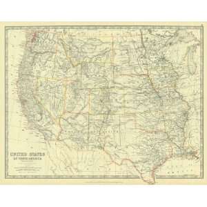   1885 Antique Map of the Western United States: Office Products