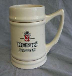 Vintage BECKS BEER STEIN CHINA GERMANY MUG GLASS  
