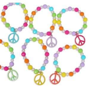  Peace Sign Beaded Bracelets (1 dz) Toys & Games