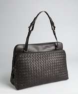 Bottega Veneta black intrecciato leather double pouch bag style 