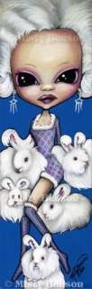 bunny girl art fantasy big eye fairy lowbrow painting  