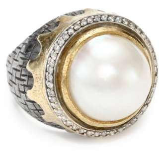 Stella Flame Oceana 24K Mabe Pearl Ring, Size 7   designer shoes 