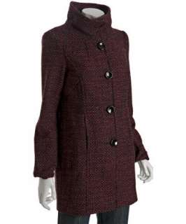Liquid berry wool tweed Suki stand collar coat   