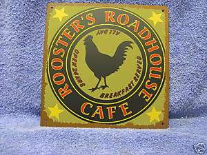 Rooster Roadhouse Cafe Vintage Tin Metal Sign  