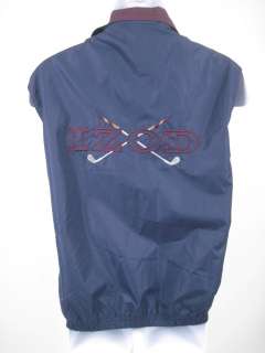 IZOD Navy Burgundy Windbreaker Vest Coat Jacket Sz L  