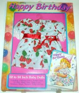 HAPPY BIRTHDAY BABY DOLL CLOTHING DRESS NEW FITS 12 TO 14 INCH 