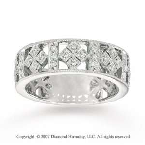    14k White Gold Filigree 0.30 Carat Diamond Stackable Ring Jewelry