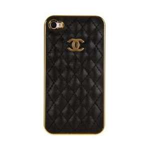  Chanel Black with Gold Frame Leather Case for Iphone 4/4s 