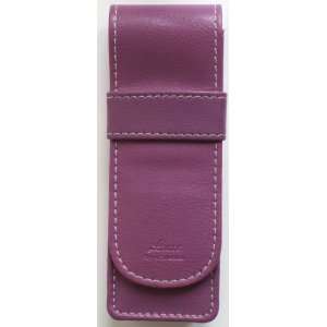  Classic Purple Leather Twin Pen Pouch