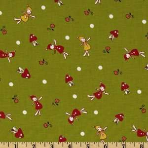   Wee Little Elves Olive Fabric By The Yard Arts, Crafts & Sewing
