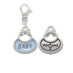  2 Sided Blue Baby Bib Clip On Charm Arts, Crafts & Sewing
