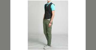 Bros Mens Slim Skinny Cotton Pants Jeans Green Color  