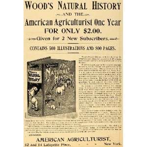  1893 Ad Woods Natural History Book Illustrations American 