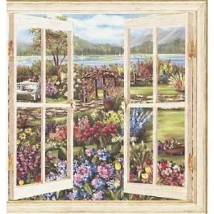  Floral Murals GARDEN VIEW WINDOW Wallpaper Mural