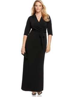 NY Collection Plus Size Dress, Faux Wrap Maxi