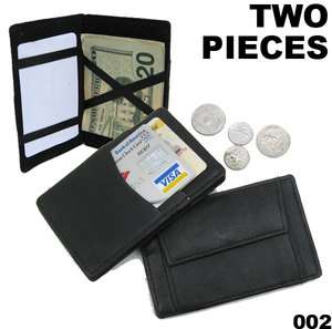 TWO LEATHER POCKET MAGIC WALLET Ticket Safely Holder  