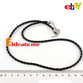 20x Black Braided Leather Rope Cords Necklaces+Lobster Clasp Fit Beads 