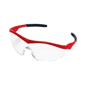  Crews Storm Safety Glasses   Red Frame, Clear Lens   Box 