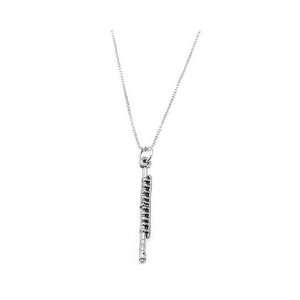    Sterling Silver Large Woodwind Instrument Flute Necklace: Jewelry