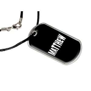  Matthew   Name Military Dog Tag Black Satin Cord Necklace 