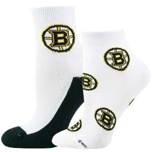   Bruins Ladies White Quarter & Footie 2 Pack Socks