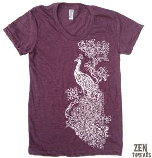 Womens PEACOCK bird T Shirt american apparel S M L XL  