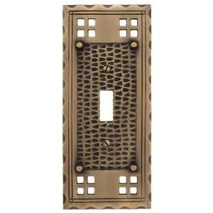  Solid Brass Mission Design Switch Plate   Antique Brass 