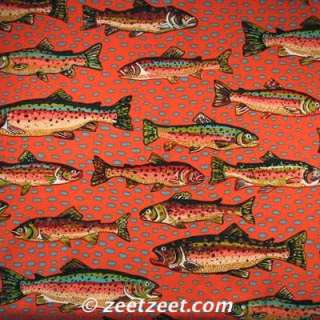 On The Rio Grande Fabric by the Yard FISH TROUT RIVER DOTS  