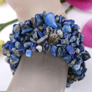Lapis Lazuli Chips Gemstone Bracelet Bangle 1pc  