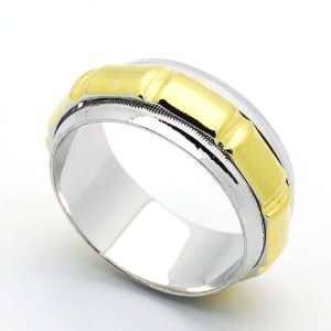   & Women Gold Plated Two Tone Spinner Ring (8 to 12) Size 8: Jewelry