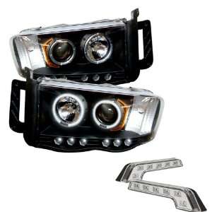   LED Black Projector Headlights and LED Day Time Running Light Package