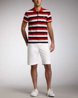 3MY4 Lacoste Slim Fit Striped Polo & Classic Bermuda Shorts